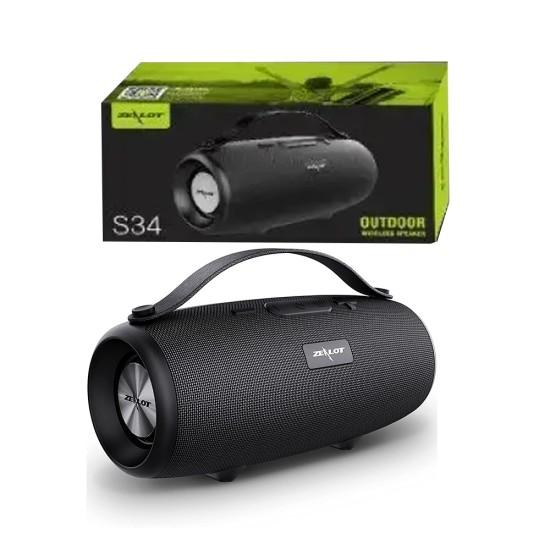 Coluna de Som Sem Fio Zealot S34 com Microfone 1800mAh 3,7V Preto Coluna de Som Sem Fio Zealot S34 com Microfone 1800mAh 3,7V Preto